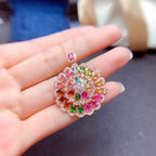 Natural Candy Rainbow Tourmaline Pendant Necklace Pi-Mart