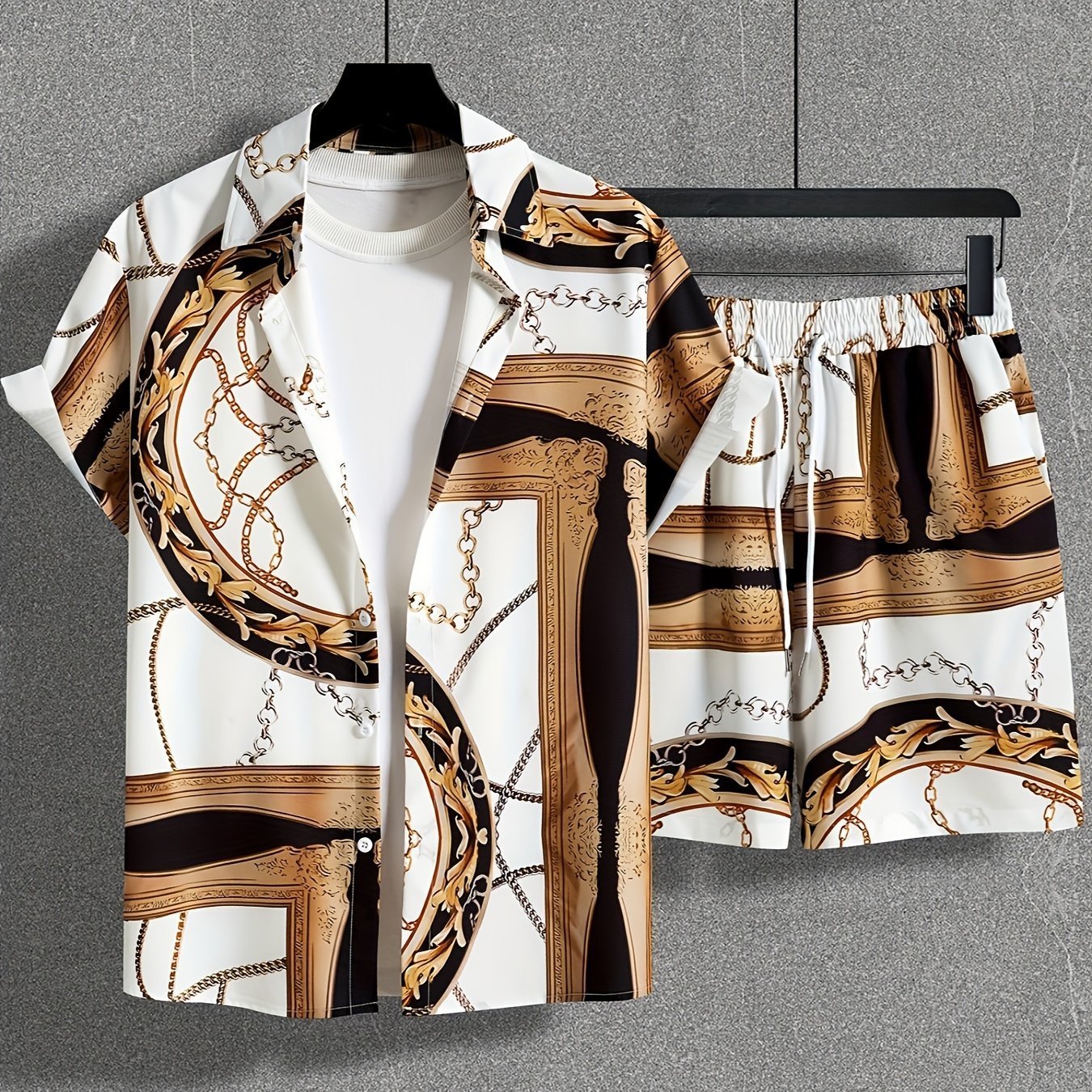 Men's Casual Suit 3D Digital Printing Short Sleeve Shirt Hawaii Suit Lootquake LLC