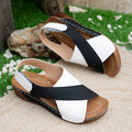 Summer Wedges Sandals With Colorblock Cross-strap Design Casual Thick-soled Roman Shoes For Women Pi-Mart
