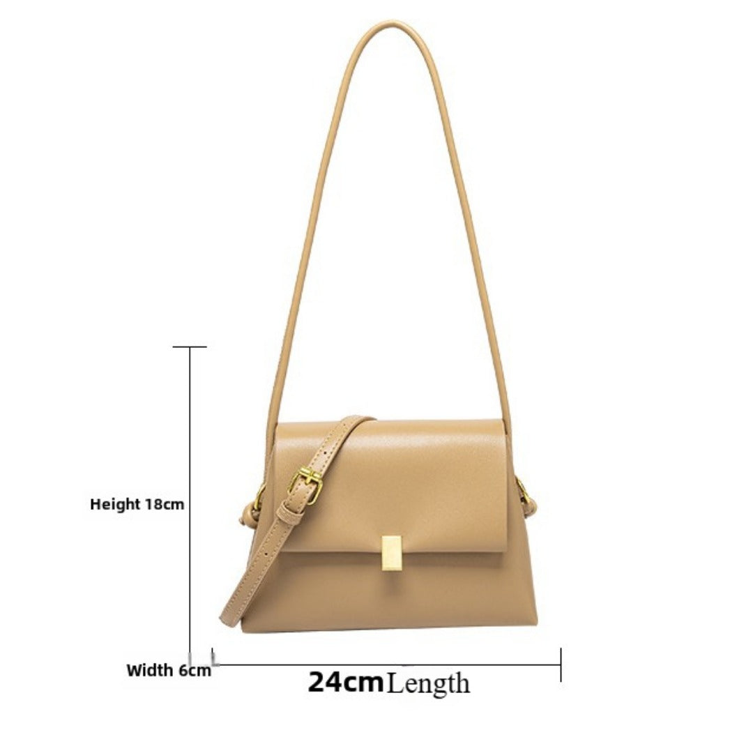 Soft leather retro shoulder bag, fashionable versatile crossbody bag with flaps, temperament underarm bag - SJB-DIAMOND ELITES