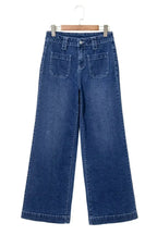 Sail Blue Wide Leg Pocketed High Waist Jeans