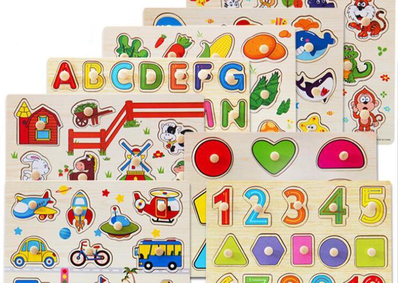 Kid Early Educational Table With Shapes of Vegetables and Animals Baby Hand Grasp Wooden Puzzle Toy Alphabet And Digit Learning Education Child Wood Toy - SJB-DIAMOND ELITES