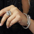 Snake Full Of Diamond Knuckles Emerald Ring Pi-Mart