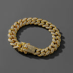Rhinestone Paved Cuban Link Chain Bracelet Pi-Mart