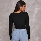 Long Sleeved Crop Cardigan Top Sexy Button Knit T-shirt - SJB-DIAMOND ELITES