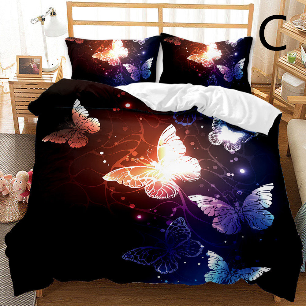 Butterfly Series Three-piece Bedding Quilt Cover Set Pi-Mart