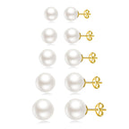 JINEAR 5 Pairs Pearl Earrings Set 14k Gold Pearl Sutd Earrings for Women Dainty Pearl Earrings Tiny Small Pearl Stud Earrings Wedding Earrings Mothers Day for Gift