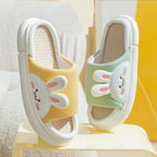 Cute Rabbit Slippers Linen House Shoes For Women Pi-Mart