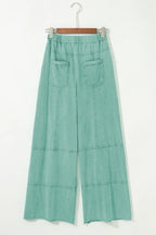 Black Mineral Wash Exposed Seam Wide Leg Cargo Pants