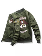 Embroidered Plus Size Bomber Jacket THRIXINE