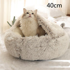 2 In 1 Dog And Cat Bed Pet Winter Bed Round Plush Warm Bed House Soft Long Plush Pets Bed Pi-Mart
