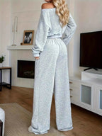 Full Size Boat Neck Crop Top & Wide Leg Pants Set Plus Size THRIXINE