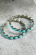 Turquoise C-Shape Hoop Earrings | Bold Statement Earrings - Femstylo