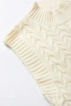 Cable Knit Sweater Vest – High Neck & Textured Oatmeal