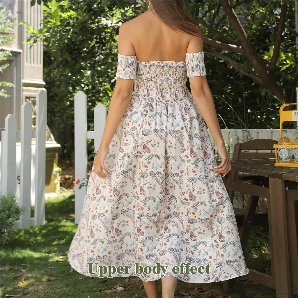 Women's Off Shoulder Strapless Floral Dress - SJB-DIAMOND ELITES