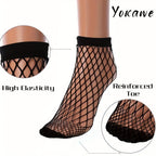 3 Pairs Women's Plus Sexy Socks, Plus Size Elastic Hollow Out Fishnet Breathable Short Socks Lootquake LLC