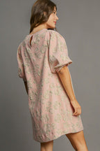 Elegant Floral Puff Sleeve Mini Dress Vintage-Inspired Women’s Dress Retro Timeless Design Dress
