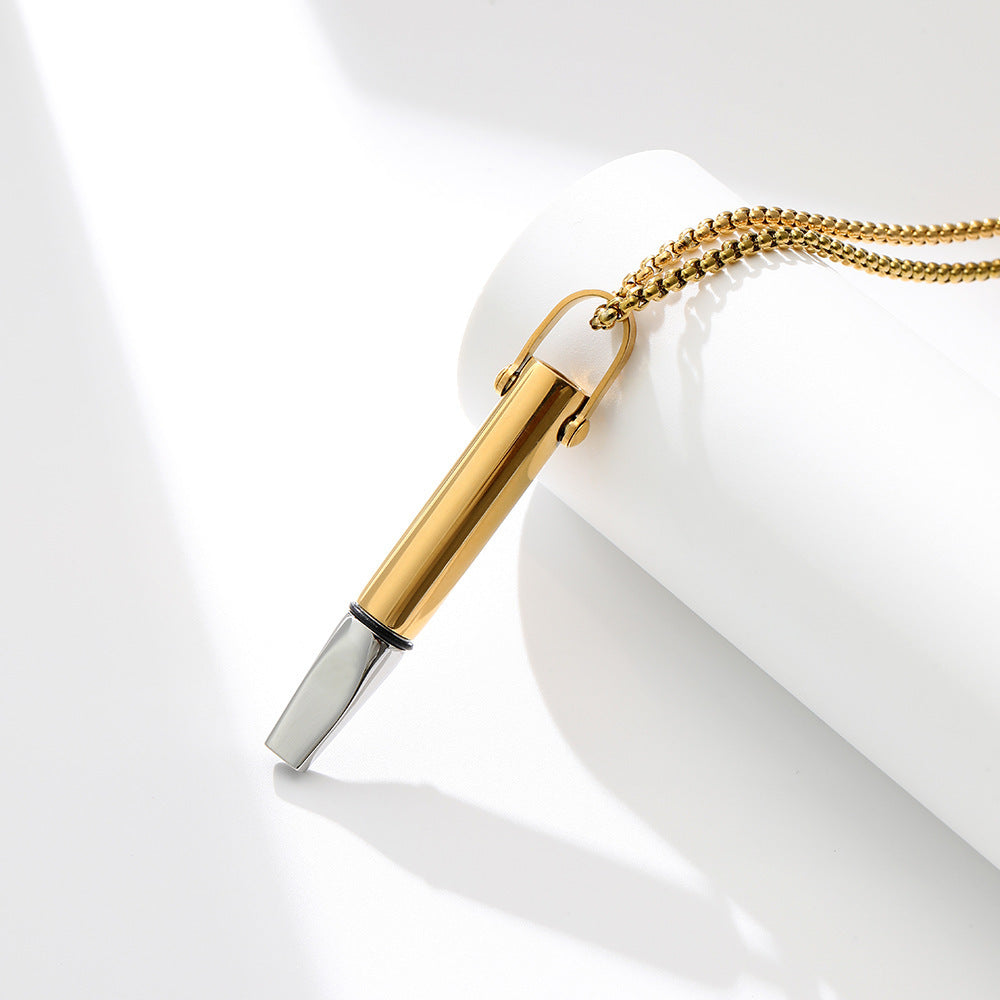 Breathing Resistance Whistle Necklace Round Tube Built-in Cotton Core Pi-Mart