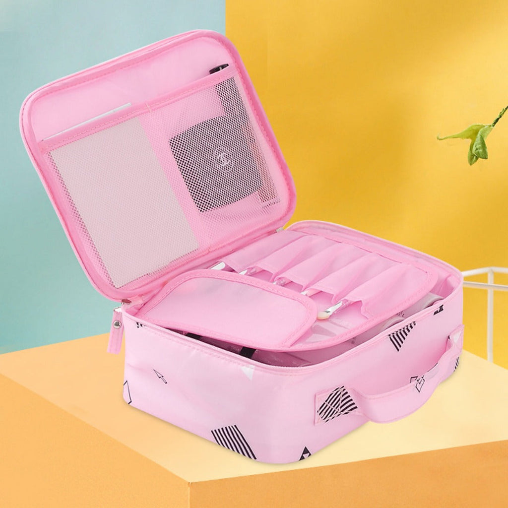 Travel portable large capacity cosmetic bag, printed nylon cosmetic storage bag, cosmetic case, toilet bag, makeup bag organizer, makeup bag with compartments, - SJB-DIAMOND ELITES