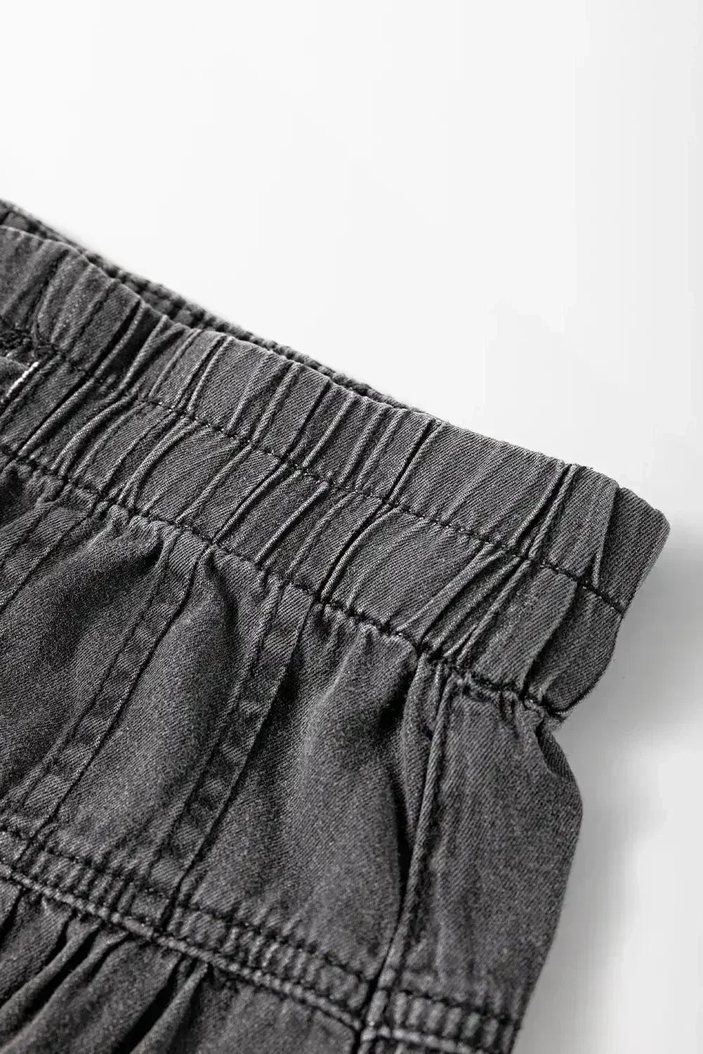 Carbon Grey Mineral Wash Button High Waist Wide Leg Jeans