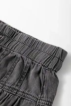 Carbon Grey Mineral Wash Button High Waist Wide Leg Jeans