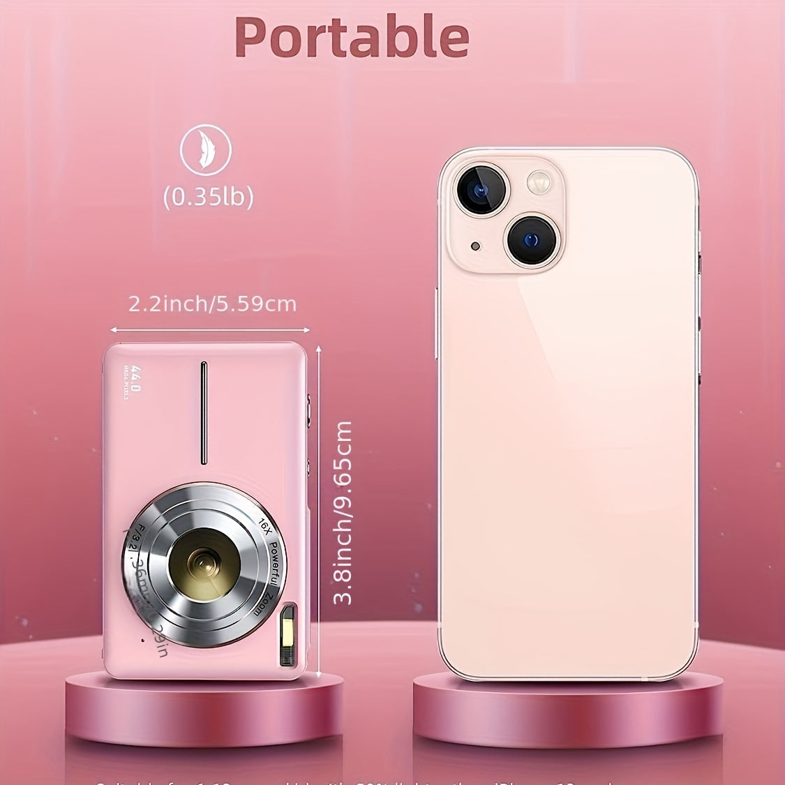Digital Camera, 1080P FHD Camera 44MP Point And Shoot Digital Camera, 16X Zoom Compact Portable Point Shoot Camera Suitable For Thanksgiving Christmas And New Year Gifts Lootquake LLC