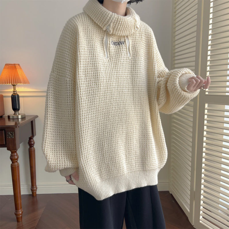 High Collar Sweater Men's Loose Premium Long Sleeve Knitted Coat Pi-Mart
