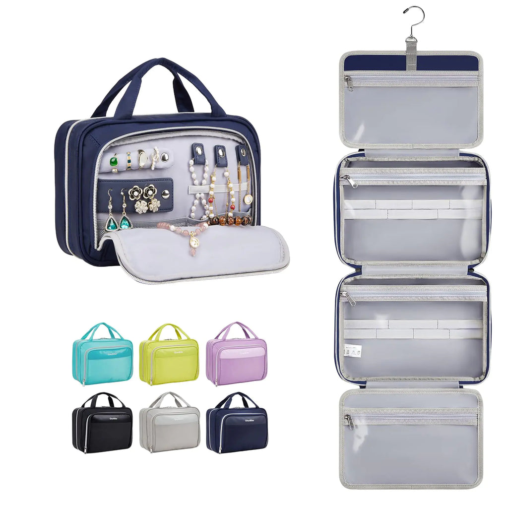 OlarHike Toiletry Bag,Large Size Waterproof Hanging Bags, Makeup Jewelry 3 in 1 Essentials Travel Packing Organizers, Fulled-Sized Family Pack, Shampoo, Conditioner, Brushes Set (Black) Large Black Pi-Mart