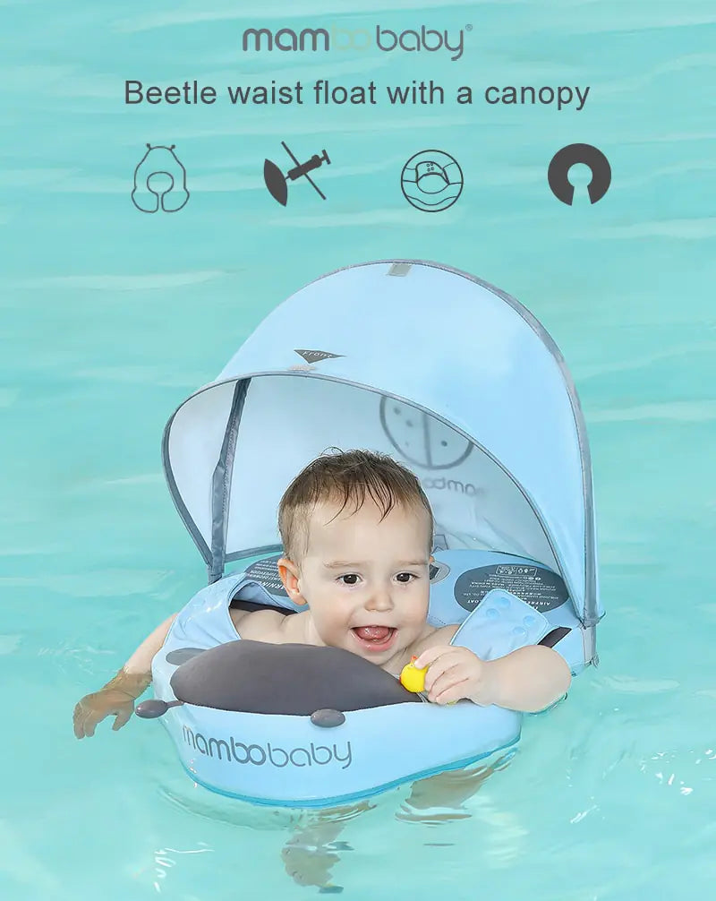 Baby Swimming Float With Sunshade For Infant Non-Inflatable Pool Pi-Mart