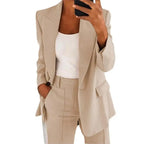 Solid Color Blazer Long Sleeve Pi-Mart