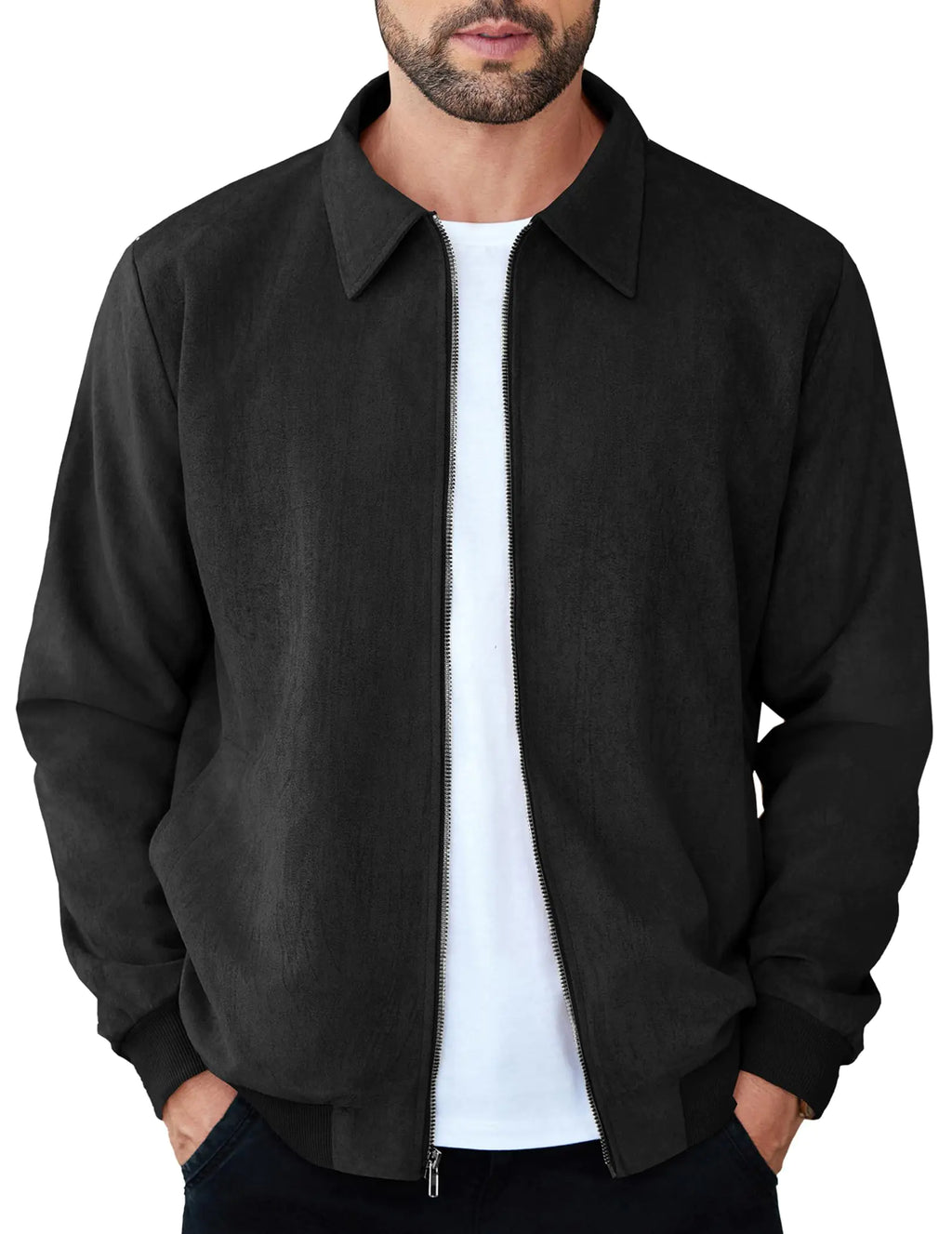 COOFANDY Mens Zipper Bomber Jacket Jacket Without Hoodie Vintage Jacket Pi-Mart