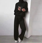 Casual Fashion Suits For Women Turtleneck Sweater And Drawstring Straight Pants Pi-Mart