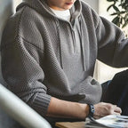 Casual Knit Sweater Half-Zip Essentials Hoodies Pi-Mart