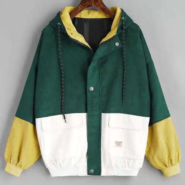 Oversized Corduroy Patchwork Jackets for Women Pi-Mart
