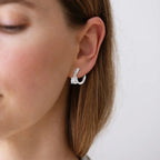 1.0ct Moissanite Hoop Earrings 925 Sterling Silver Wrap For Women Wedding BandsCo Straps