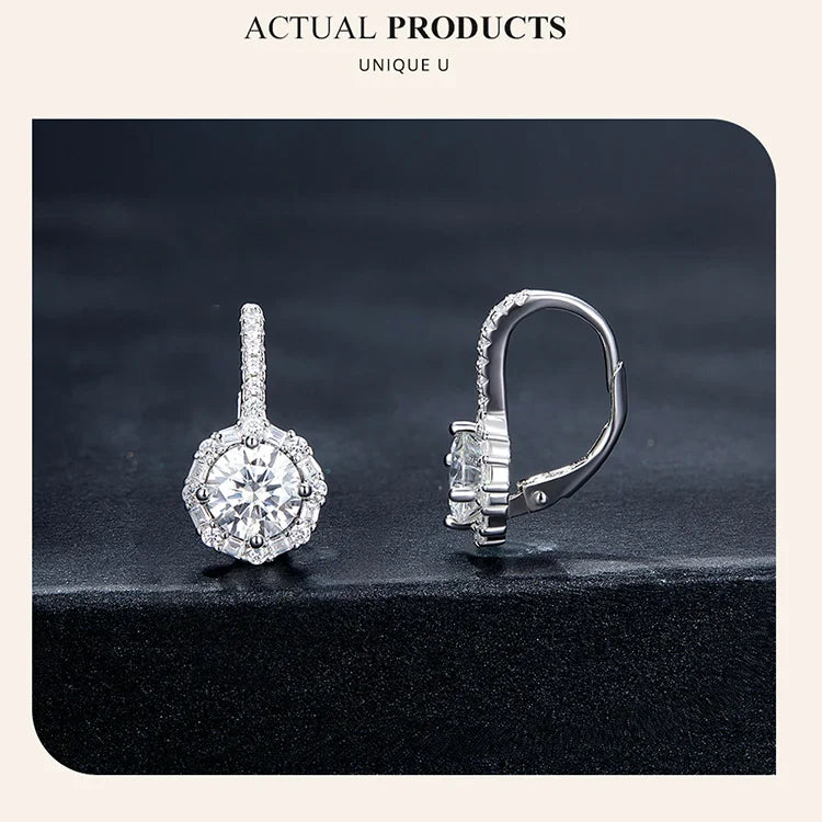 1.0ct Moissanite Hoop Earrings For Women Sterling Silver 925 Sparkling Engagement Wedding Gift BandsCo Straps