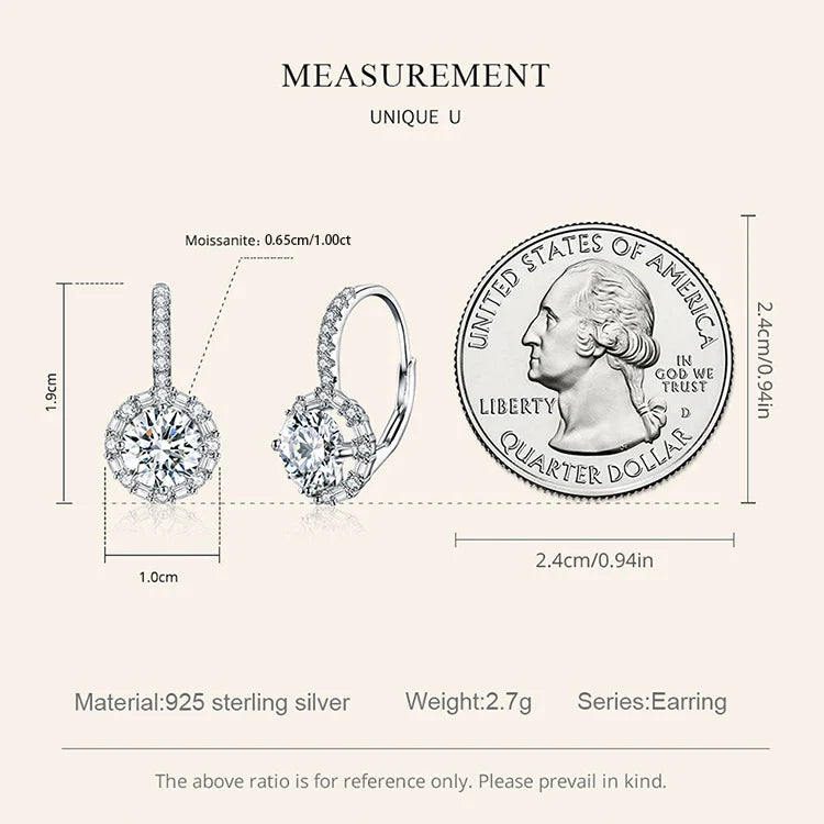 1.0ct Moissanite Hoop Earrings For Women Sterling Silver 925 Sparkling Engagement Wedding Gift BandsCo Straps