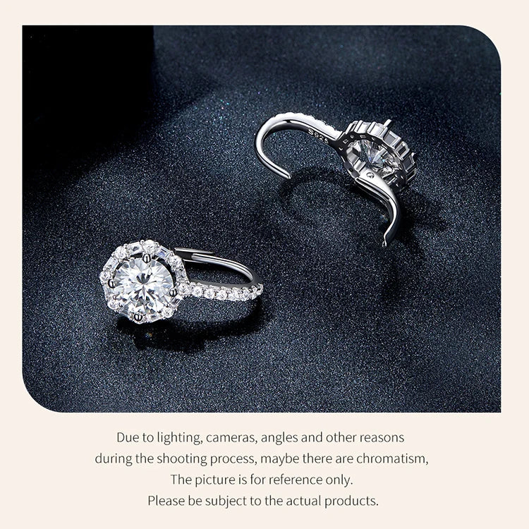 1.0ct Moissanite Hoop Earrings For Women Sterling Silver 925 Sparkling Engagement Wedding Gift BandsCo Straps