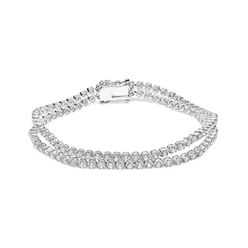 18K White Gold 5 3/5 Cttw Natural Diamond Double Row Link Tennis Bracelet (G-H Color, VS1-VS2 Clarity) - 7" Inches Lootquake LLC