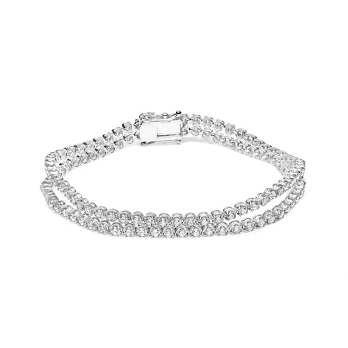 18K White Gold 5 3/5 Cttw Natural Diamond Double Row Link Tennis Bracelet (G-H Color, VS1-VS2 Clarity) - 7" Inches Lootquake LLC