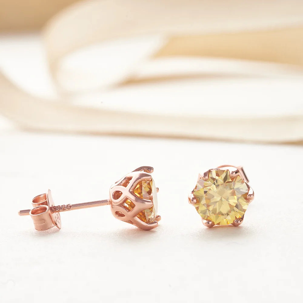 1-2 Carat D Color Moissanite Earrings 925 Sterling Silver Studs For Women BandsCo Straps