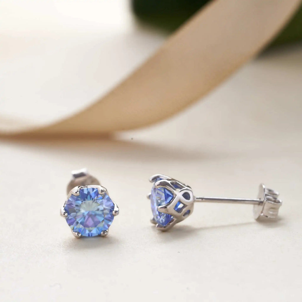 1-2 Carat D Color Moissanite Earrings 925 Sterling Silver Studs For Women BandsCo Straps