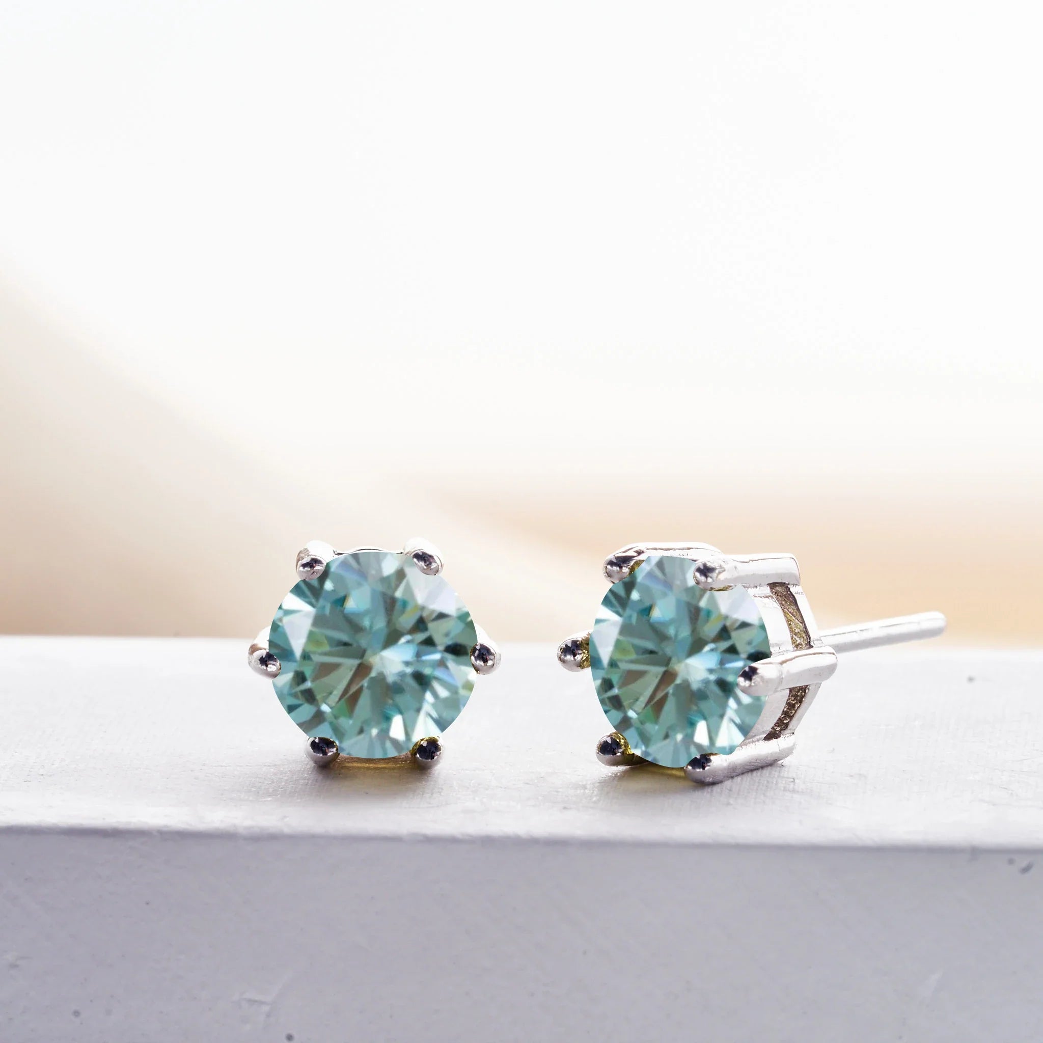 1-2 Carat D Color Moissanite Stud Earrings 925 Sterling Silver Wedding BandsCo Straps