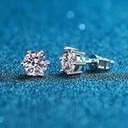 1-2 Carat D Color Moissanite Stud Earrings 925 Sterling Silver Wedding BandsCo Straps