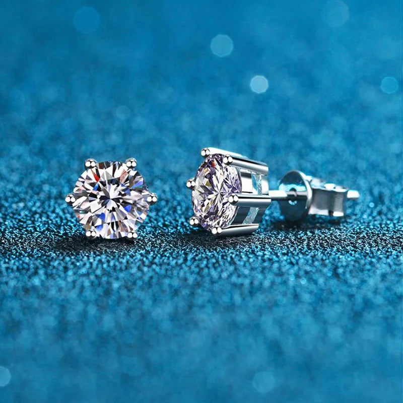 1-2 Carat D Color Moissanite Stud Earrings 925 Sterling Silver Wedding BandsCo Straps