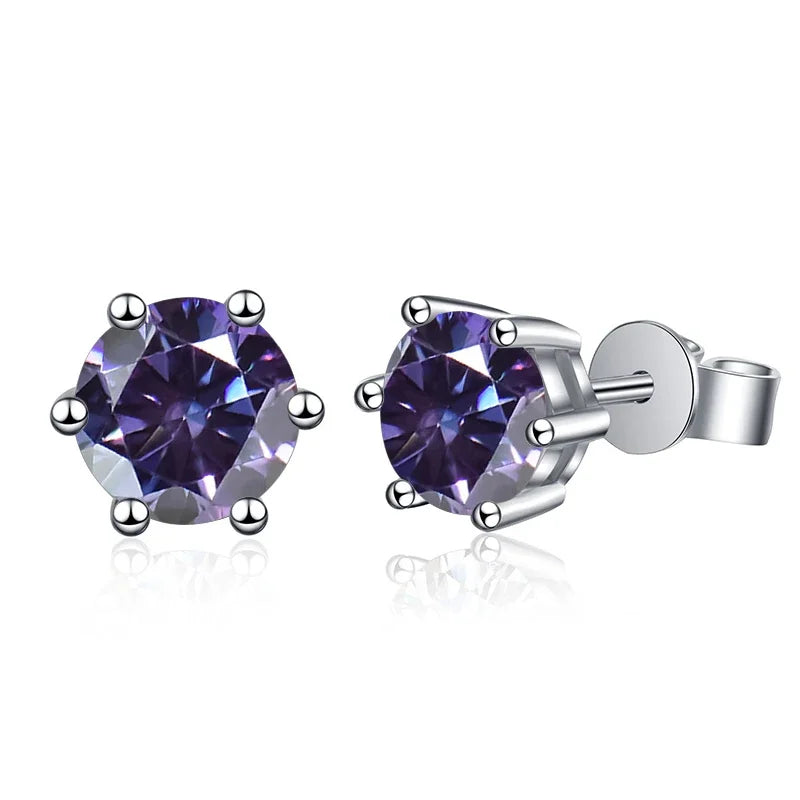 1-2 Carat D Color Moissanite Stud Earrings 925 Sterling Silver Wedding BandsCo Straps
