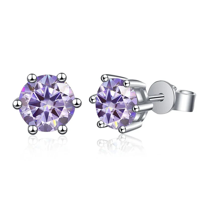 1-2 Carat D Color Moissanite Stud Earrings 925 Sterling Silver Wedding BandsCo Straps
