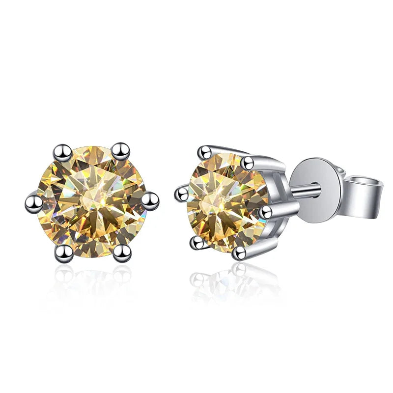 1-2 Carat D Color Moissanite Stud Earrings 925 Sterling Silver Wedding BandsCo Straps