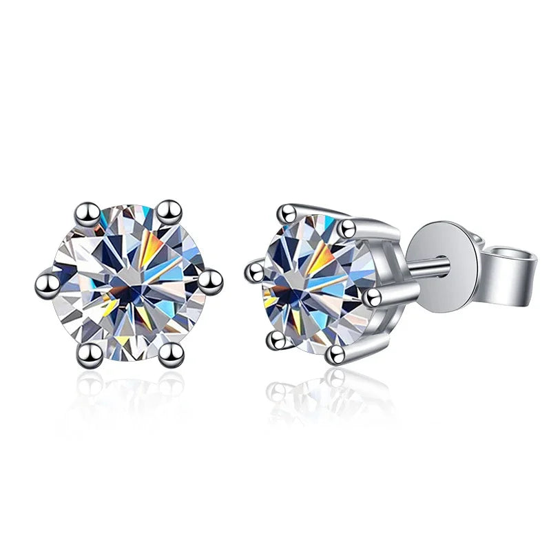 1-2 Carat D Color Moissanite Stud Earrings 925 Sterling Silver Wedding BandsCo Straps