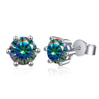 1-2 Carat D Color Moissanite Stud Earrings 925 Sterling Silver Wedding BandsCo Straps